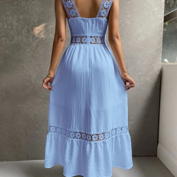 Blue shabby Chic Womens Lace insert Dress - Picture 2 of 5